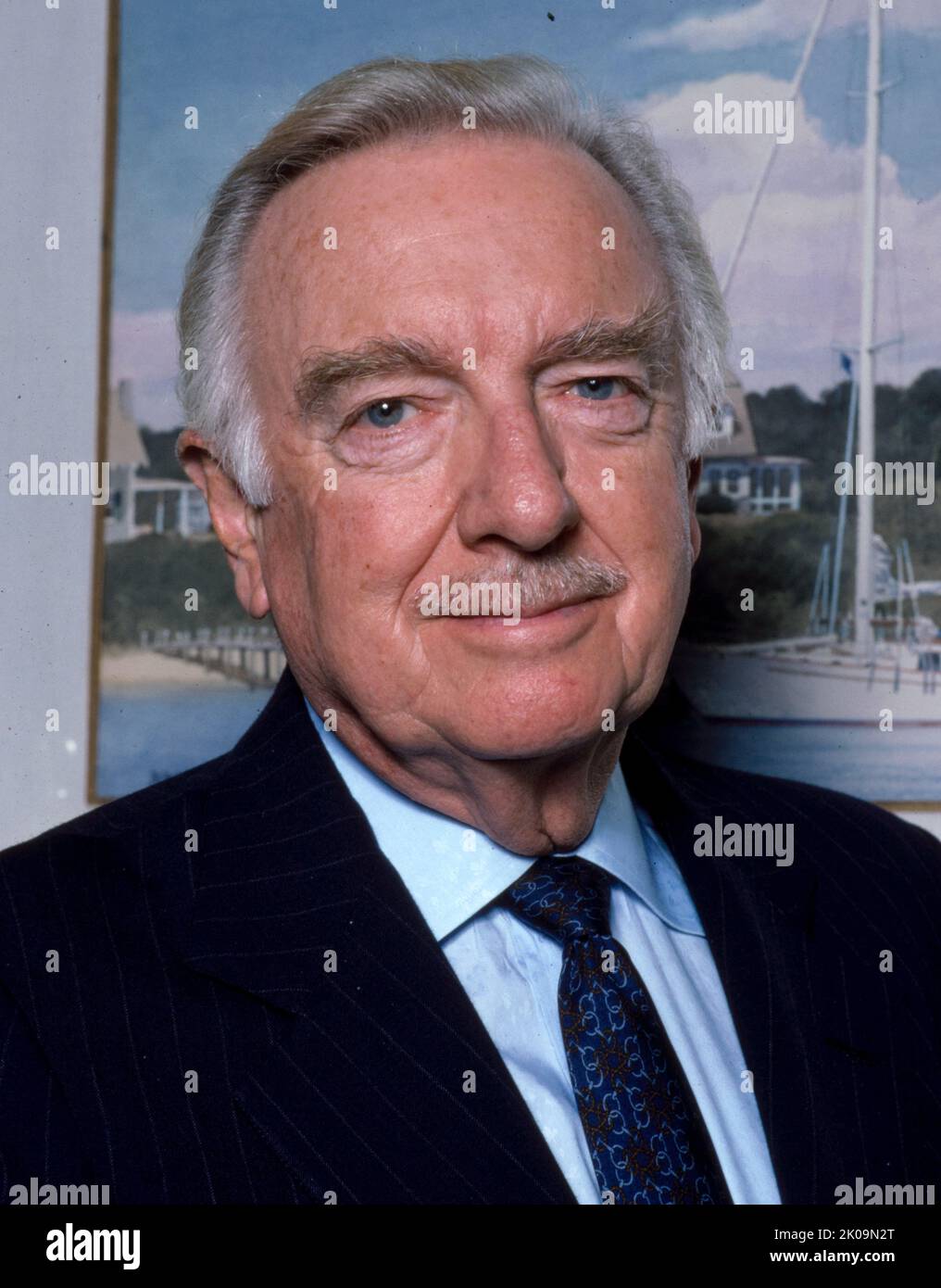Walter Leland Cronkite Jr. (1916 - 2009) American broadcast journalist who served as anchorman for the CBS Evening News for 19 years (1962-1981). During the 1960s and 1970s, he was often cited as 'the most trusted man in America' after being so named in an opinion poll. Stock Photo