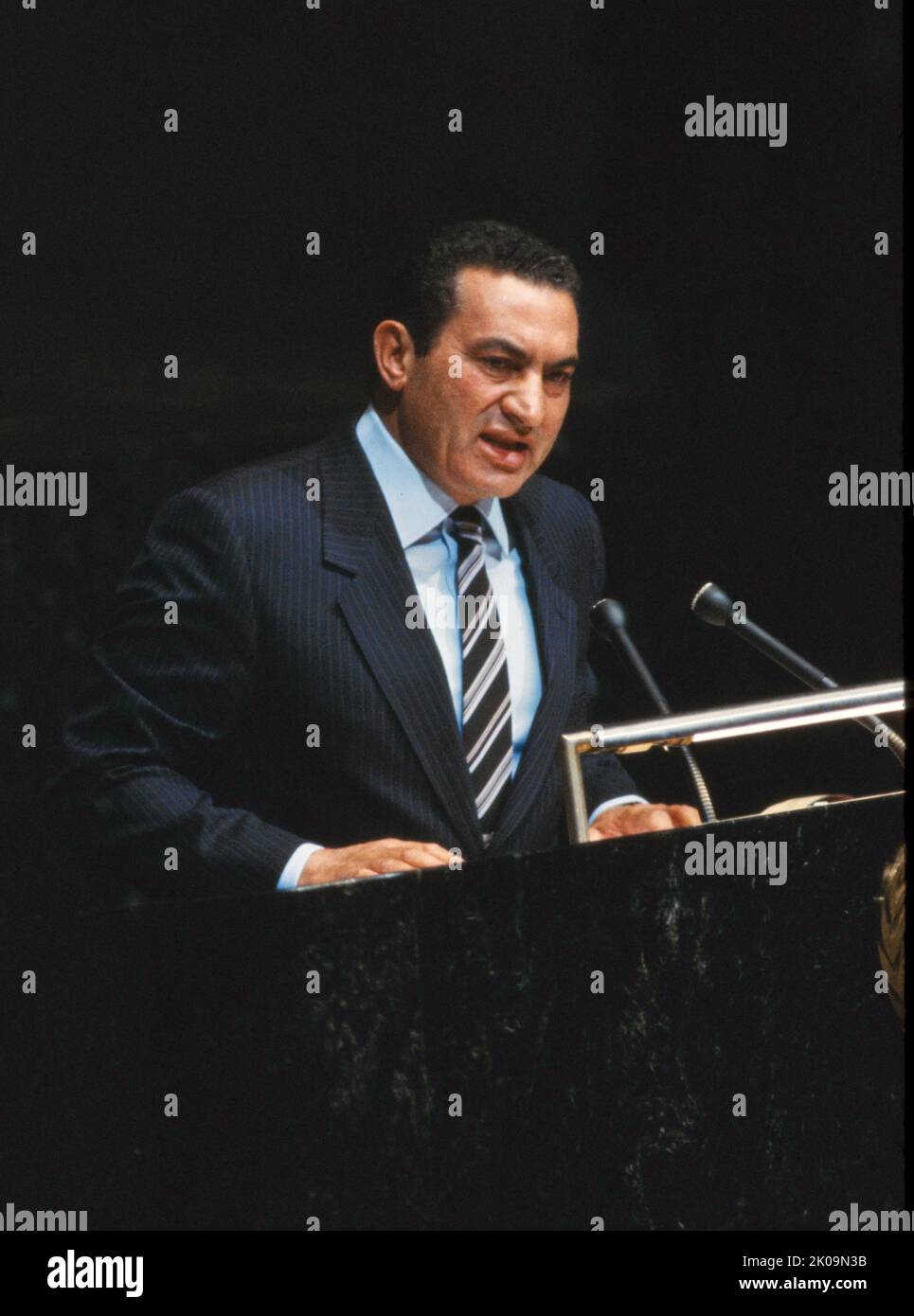 Muhammad Hosni Mubarak (1928 - 2020) was an Egyptian military and political leader who served as the fourth president of Egypt from 1981 to 2011. Stock Photo