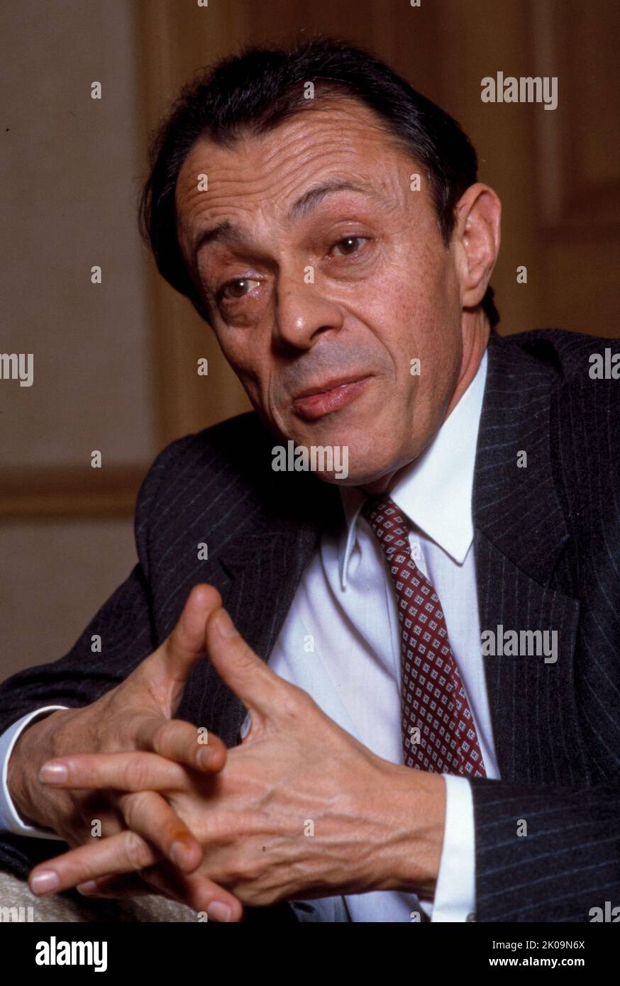 Michel Rocard (1930 - 2016) French politician and a member of the Socialist Party (PS). He served as Prime Minister under Francois Mitterrand from 1988 to 1991, during which he created the Revenu minimum d'insertion (RMI), a social minimum welfare program for indigents, and achieved the Matignon Accords regarding the status of New Caledonia. He was a member of the European Parliament, and was strongly involved in European policies until 2009. Stock Photo