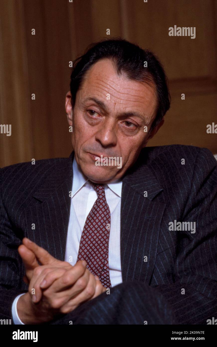 Michel Rocard (1930 - 2016) French politician and a member of the Socialist Party (PS). He served as Prime Minister under Francois Mitterrand from 1988 to 1991, during which he created the Revenu minimum d'insertion (RMI), a social minimum welfare program for indigents, and achieved the Matignon Accords regarding the status of New Caledonia. He was a member of the European Parliament, and was strongly involved in European policies until 2009. Stock Photo