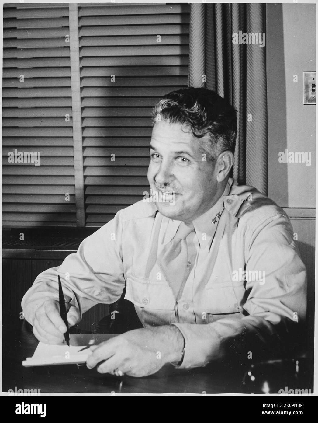 Lieutenant General Leslie Richard Groves Jr. (17 August 1896 - 13 July 1970) was a United States Army Corps of Engineers officer who oversaw the construction of the Pentagon and directed the Manhattan Project, a top secret research project that developed the atomic bomb during World War II. Stock Photo