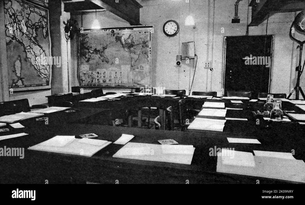 The Cabinet War Room, the War Cabinet's headquarters underground below the Cabinet offices, London. Stock Photo