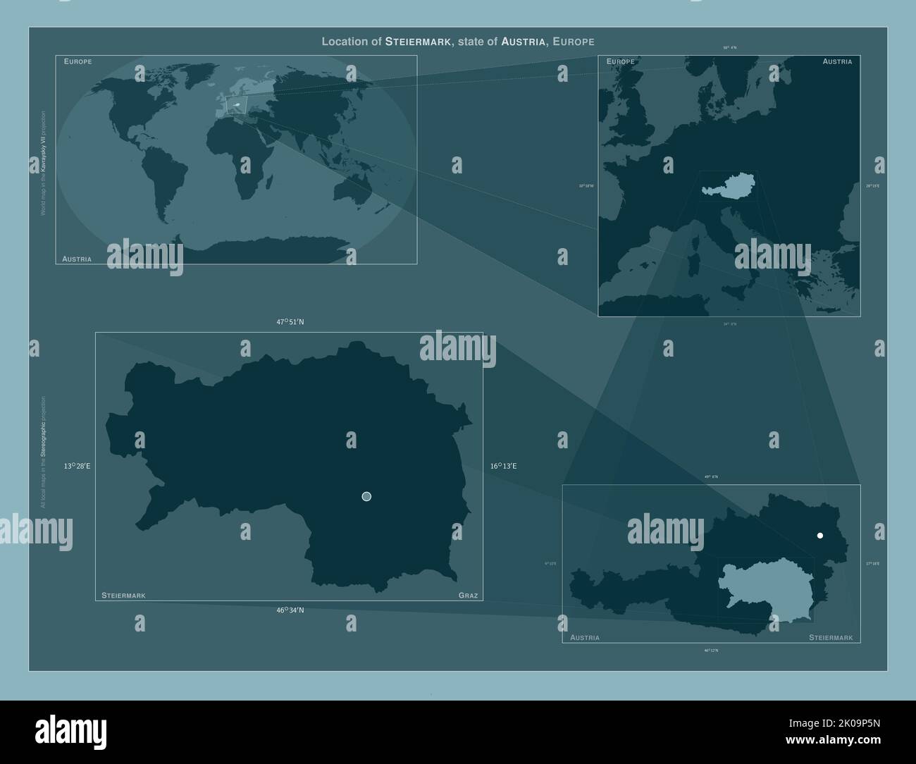 Steiermark, state of Austria. Diagram showing the location of the ...