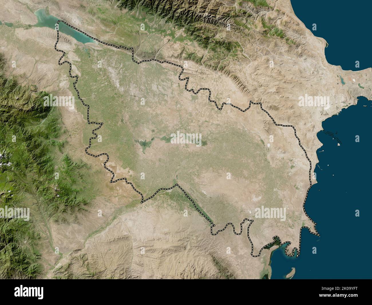 Aran, region of Azerbaijan. Low resolution satellite map Stock Photo