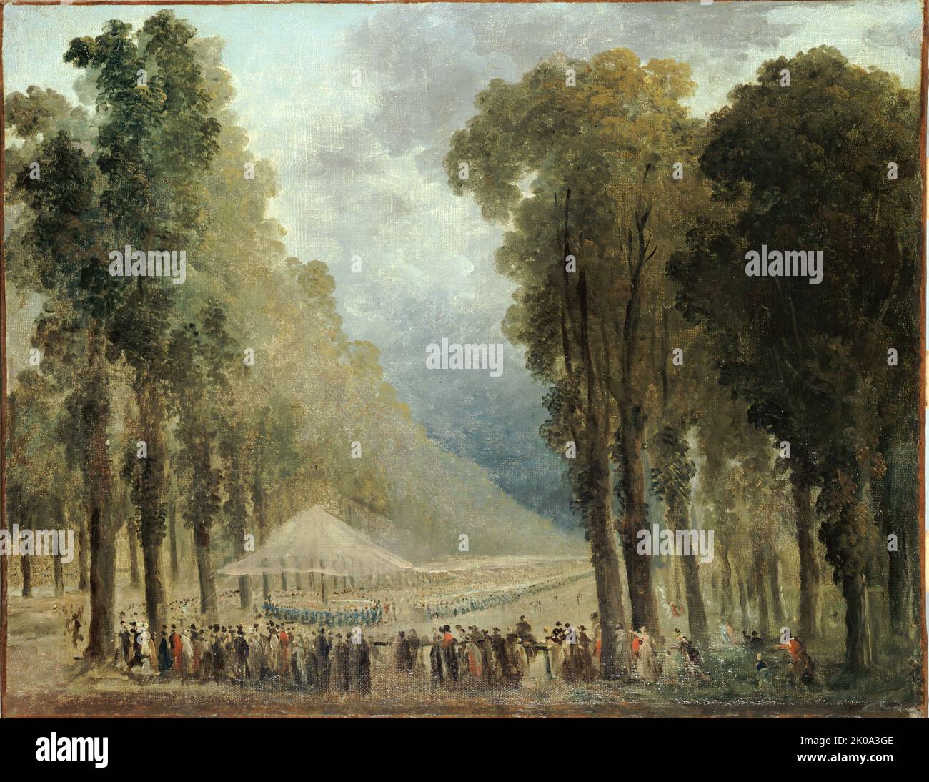 Repas servi aux troupes dans une all&#xe9;e des Champs-Elys&#xe9;es ou dans le parc de Saint-Cloud, c1790. Stock Photo