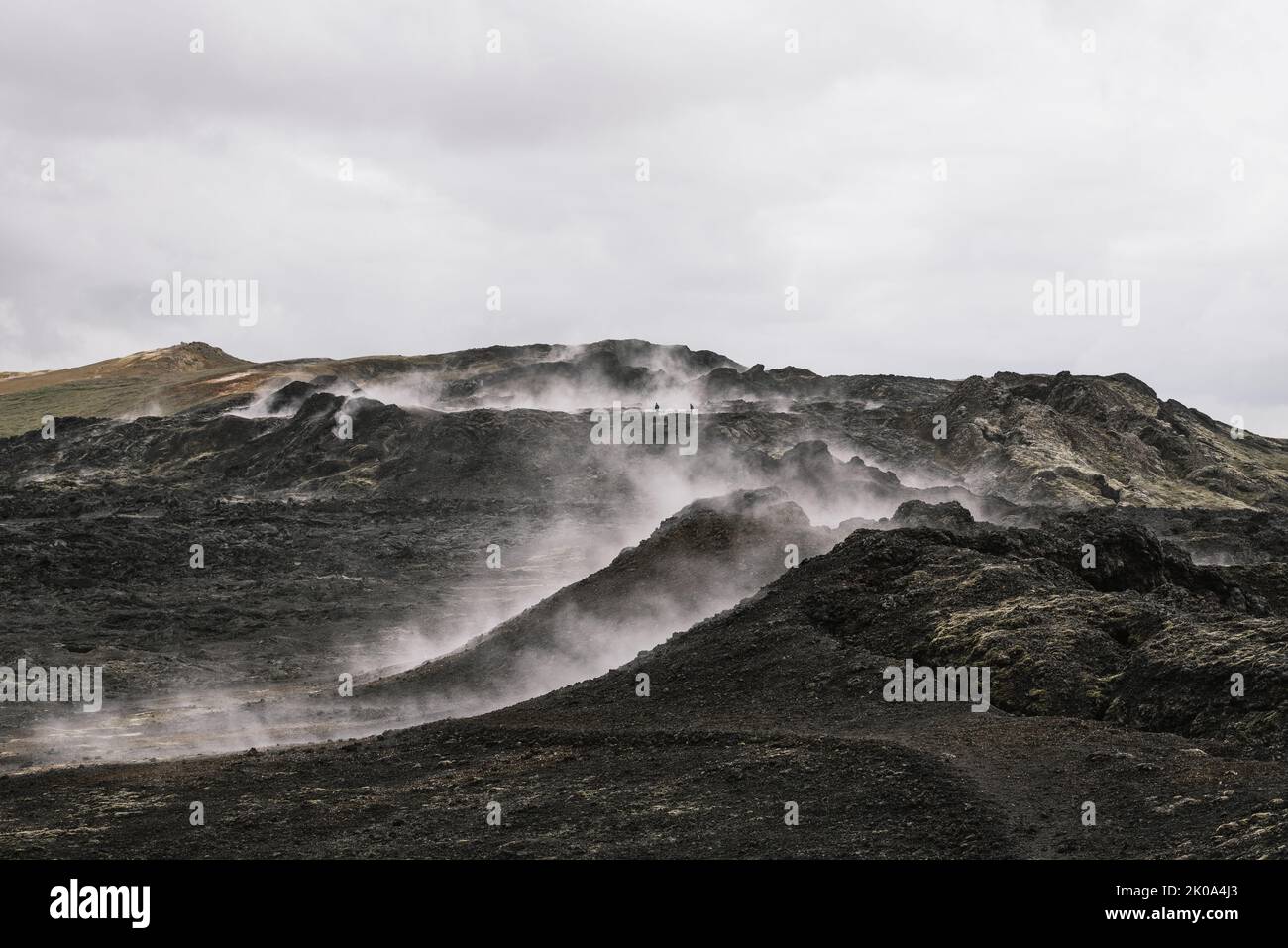 Leirhnjukur geothermal area, Lava fields after a volcanic eruption, Iceland Stock Photo