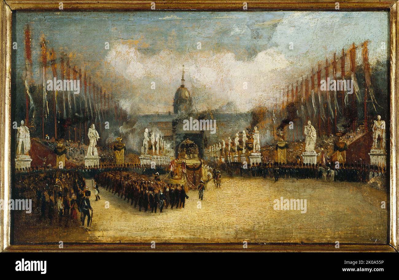 Arrival of Napoleon's ashes on the Esplanade des Invalides, December 15, 1840. Stock Photo