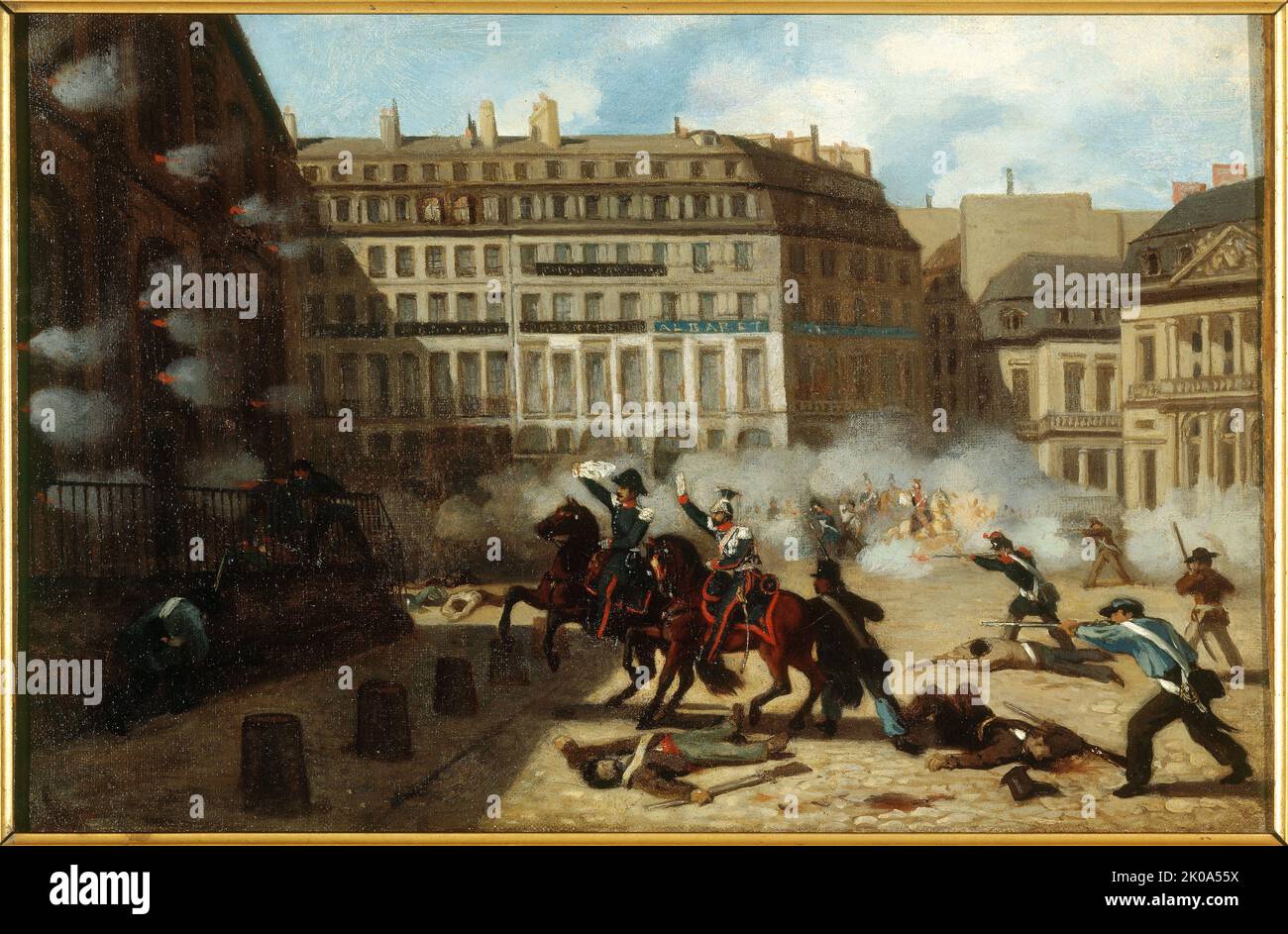 Capture of Chateau d'Eau, Place du Palais-Royal, February 24, 1848. Stock Photo