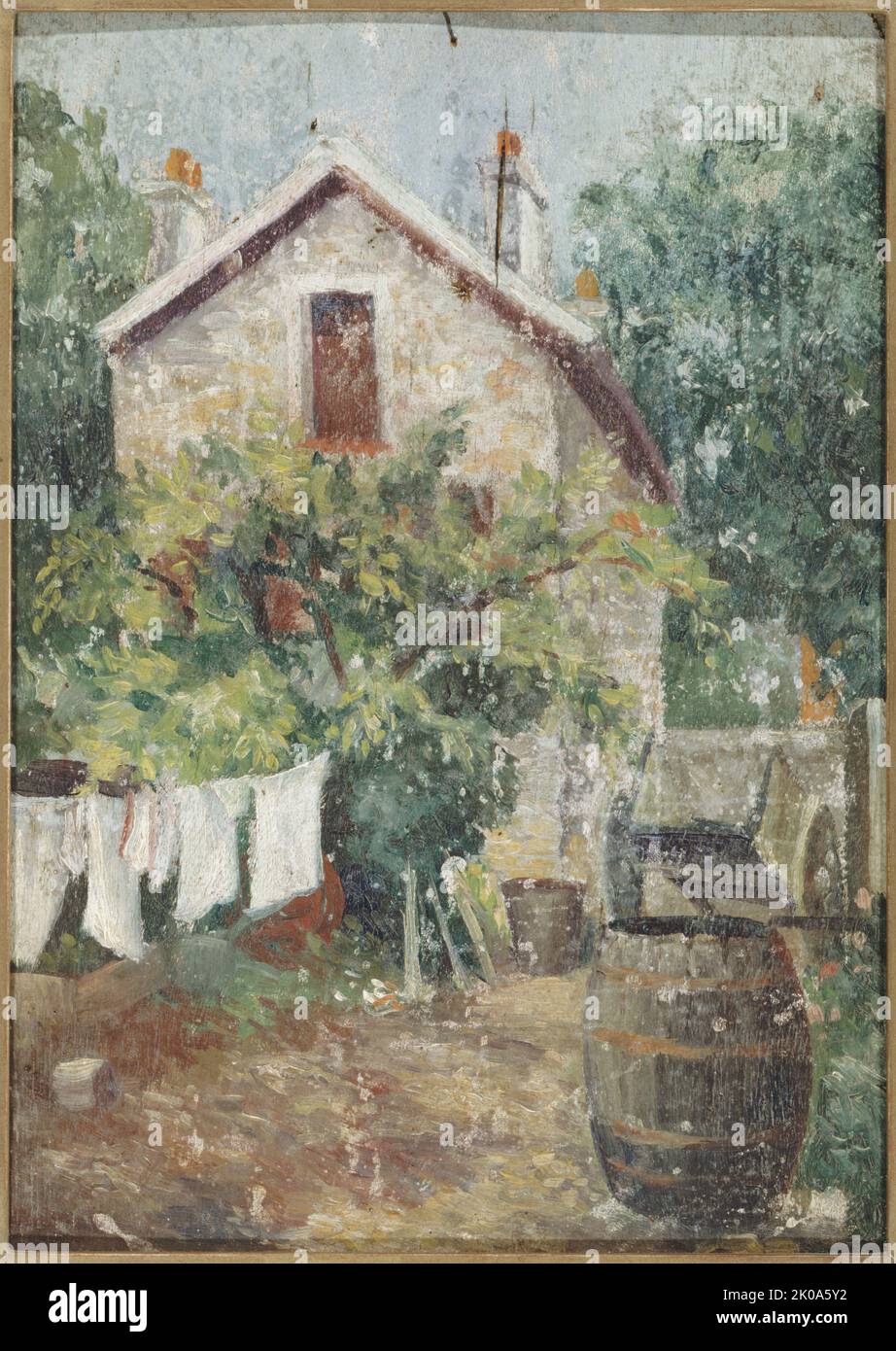 Courtyard with clothes drying, c1900. Stock Photo