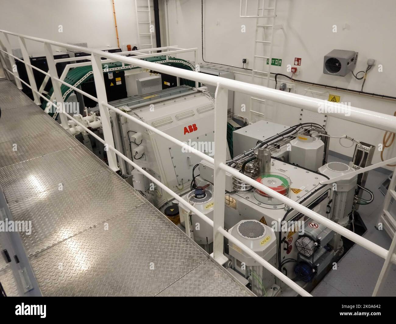 Davis Strait, Nunavut, Canada - August 26, 2022 :  Behind the scenes engine room of the National Geographic Endurance ship. Stock Photo