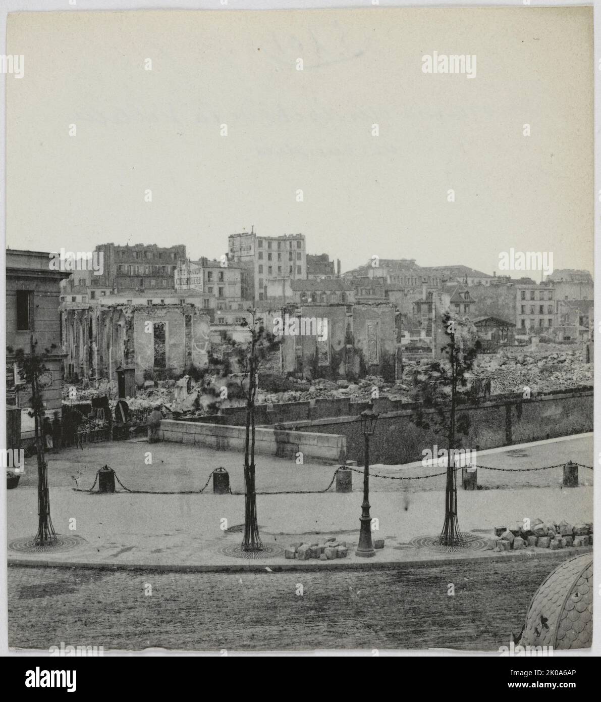 Panorama of the burnt-out La Villette docks, 19th arrondissement, Paris, 1871. Stock Photo