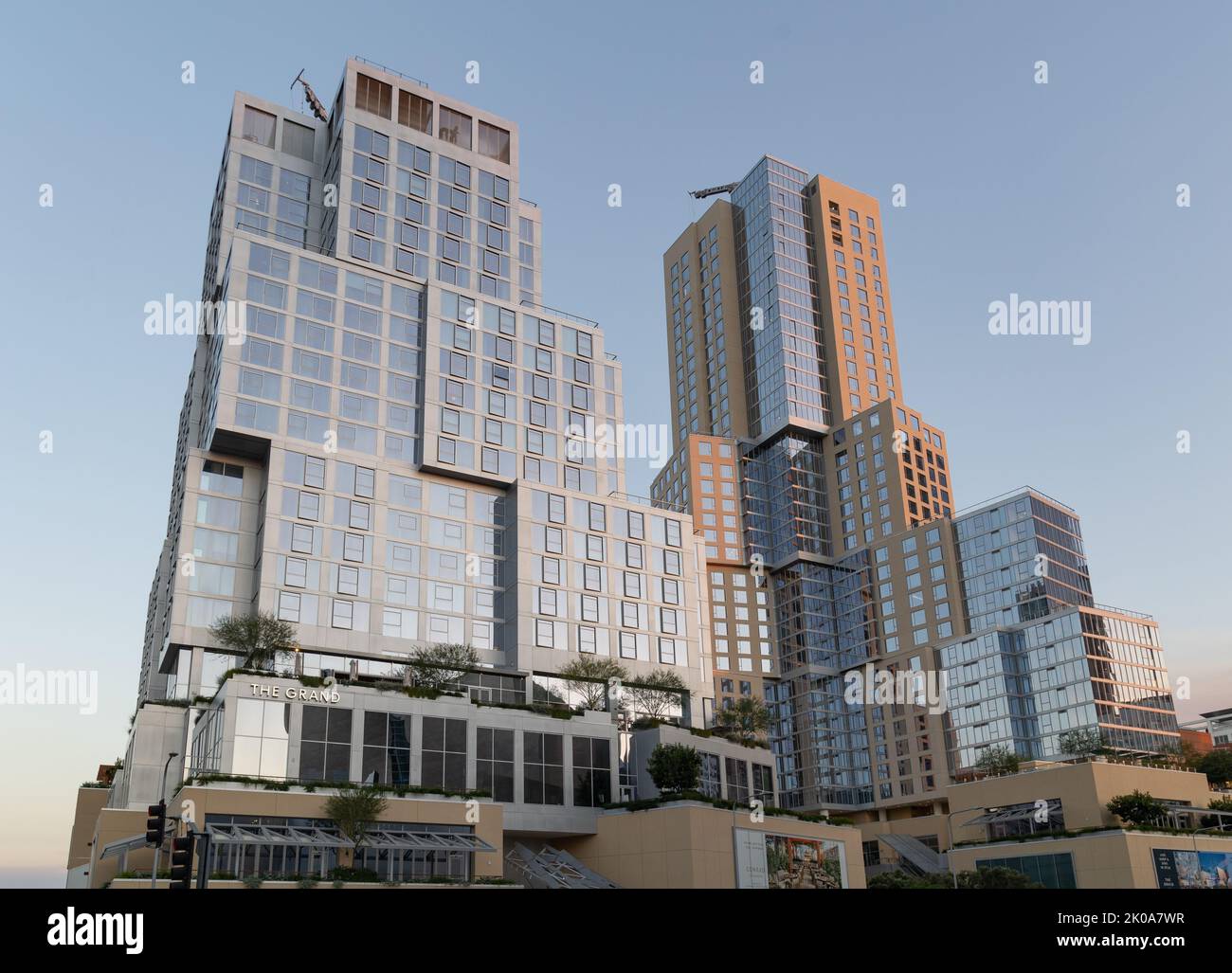 New condos in downtown Los Angeles at sunset Stock Photo