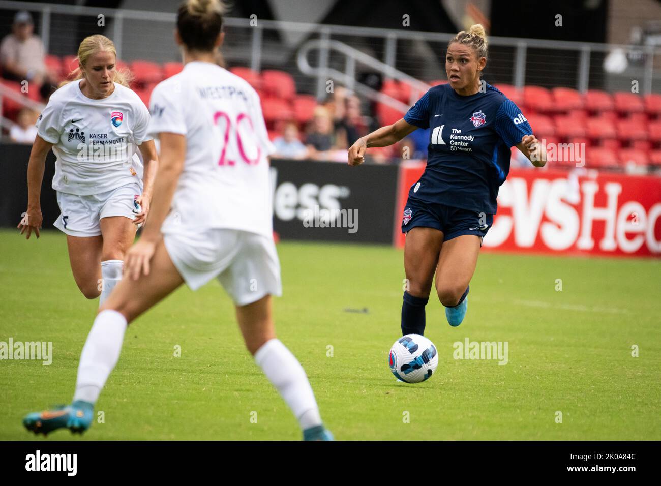 Spirit forward Trinity Rodman dribbles the ball, during a 43