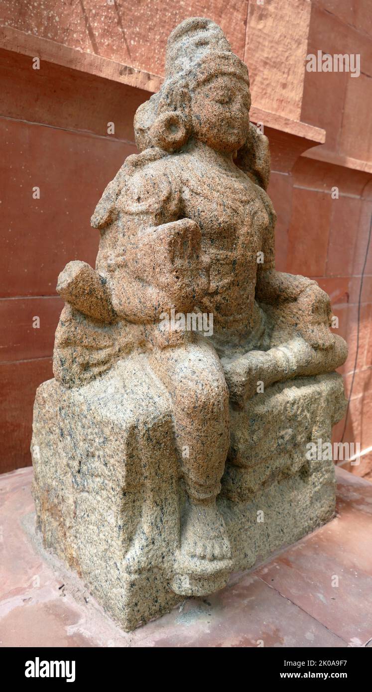 Vishnu (preserver God). 19th century AD, South India. Stone sculpture Stock Photo