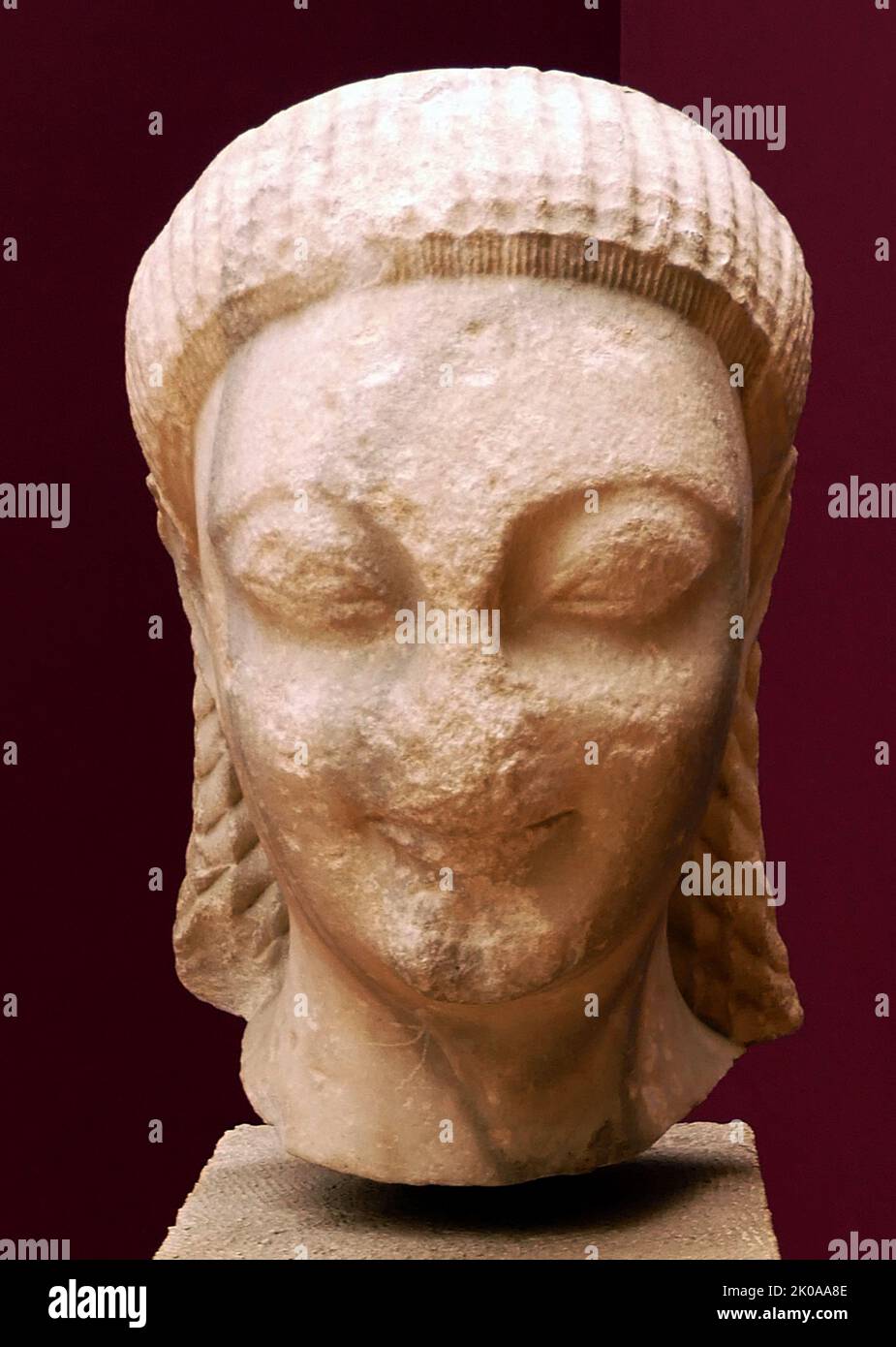 Statue of standing youth (Kouros). Marble, 6th century AD Stock Photo