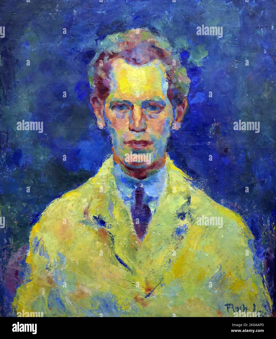 self portrait, 1922, by Josef Floch (1894 -1977), American painter of Austrian origin. Josef Floch studied from 1913 to 1918 with Rudolf Bacher , Franz Rumpler and Hans Tichy at the Vienna Academy of Fine Arts . Study trips took him to Egypt and Palestine , but also to the Netherlands , where he studied the work of Rembrandt and Vermeer . From 1922 to 1938, Floch was a member of the Hagenbund and took part in its exhibitions. Stock Photo