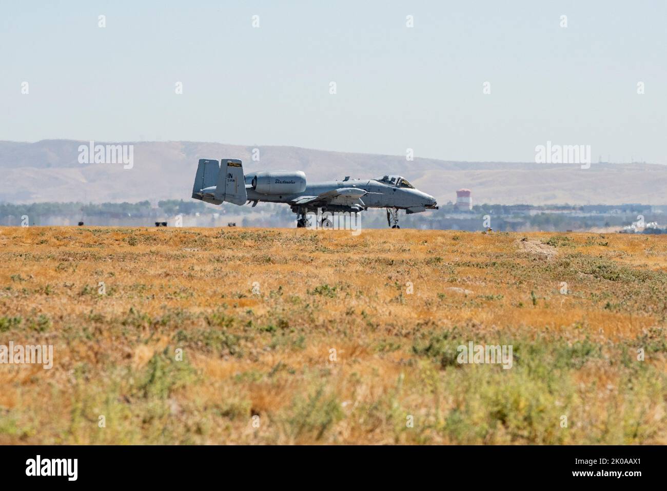 The Idaho Air National Guard’s 124th Fighter Wing is hosted the biennial A-10 Thunderbolt II competition, Hawgsmoke, Sept. 6-9, 2022. On Sept. 8, nearly 30 A-10s from across the nation took off from Gowen Field's flight line for the competition that took place at Idaho's Saylor Creek Range. At the previous competition, Hawgsmoke 2021, the 124th Fighter Wing’s 190th Fighter Squadron was recognized as the top pilot team at Moody Air Force Base, Georgia. The winning team traditionally hosts the next competition. The 190th Fighter Squadron won all three team awards in 2021: overall champion, top b Stock Photo
