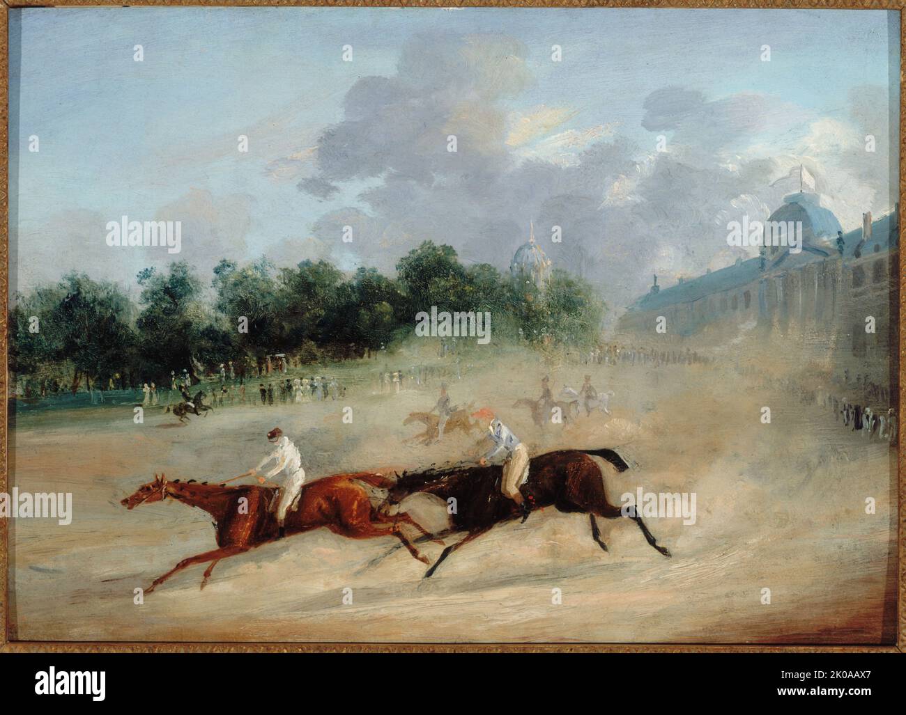 Race at the Champ-de-Mars, around 1825. Stock Photo