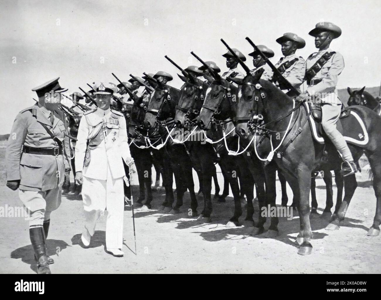 King George VI of Great Britain visits Bechuanaland (Botswana) in Southern Africa, 1947 Stock Photo