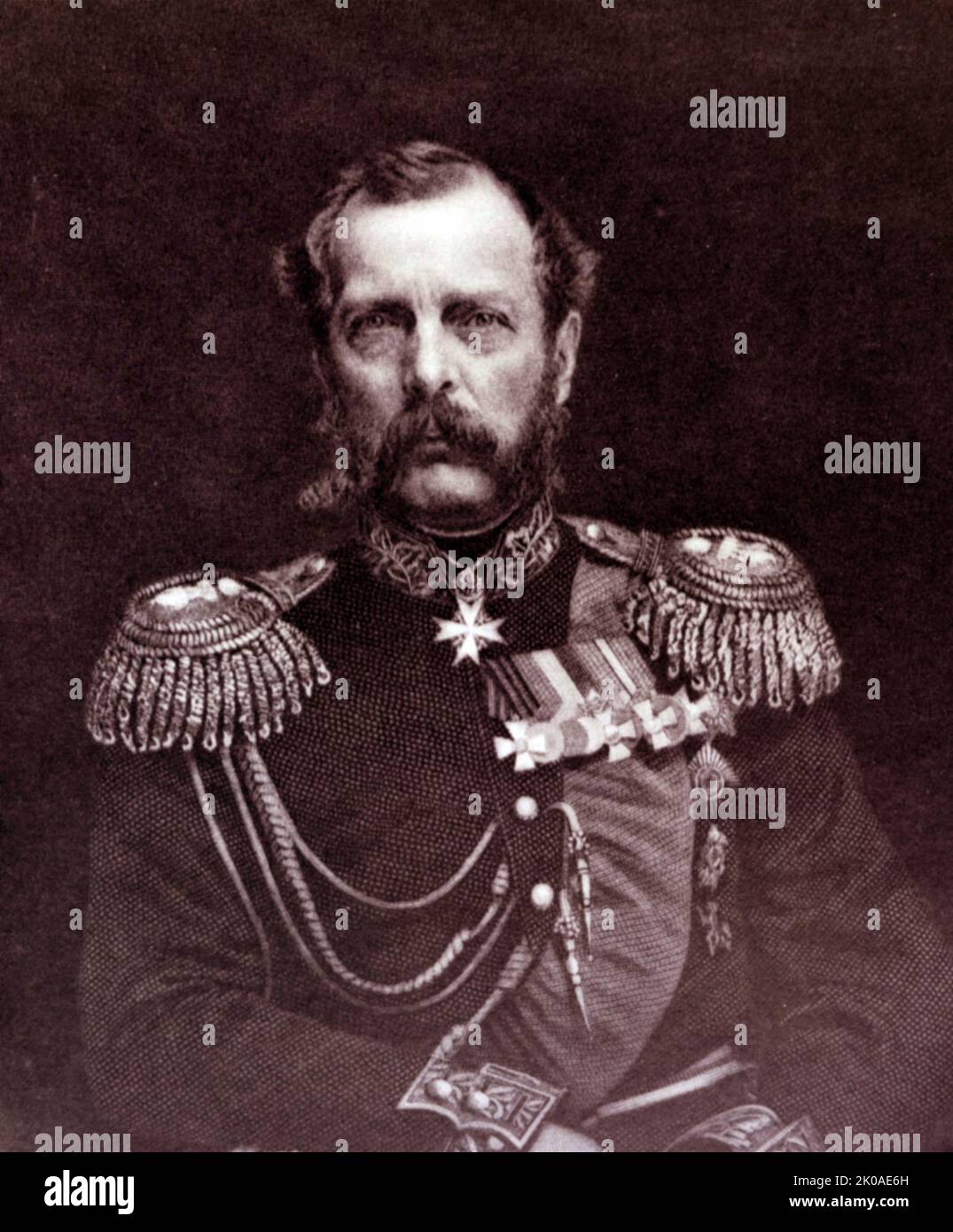Alexander II (1818 - 1881) was Emperor of Russia, King of Congress Poland and Grand Duke of Finland from 2 March 1855 until his assassination Stock Photo