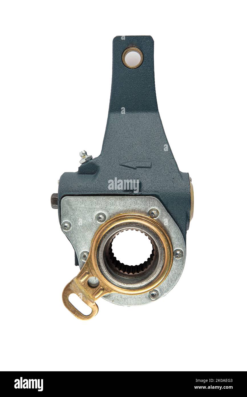 Slack adjuster.Brake slack adjuster on the white background. Truck