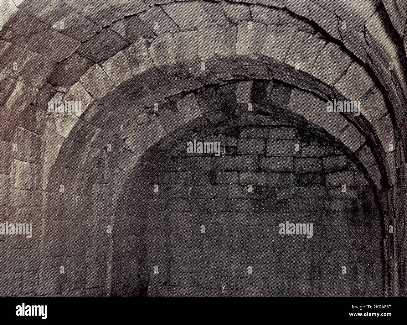 One of the oldest ice storages in the world, made of granite. There are ventilators on the vaulted ceiling and draining arrangement in the center of floor. Made in early Silla dynasty (57 BCE - 668) and rebuilt inCE 174. Kyongju, South Korea. Stock Photo