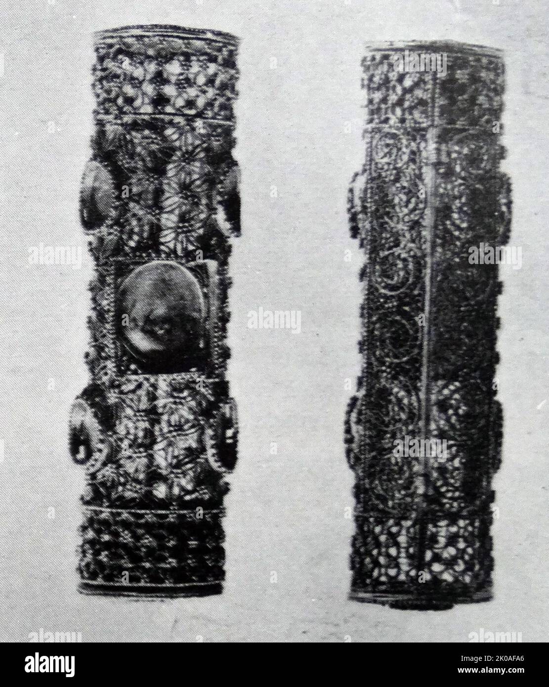 Gold-Decorated Ornamental Tube. From Koryo (Goreyo) (Goreyo) dynasty ...