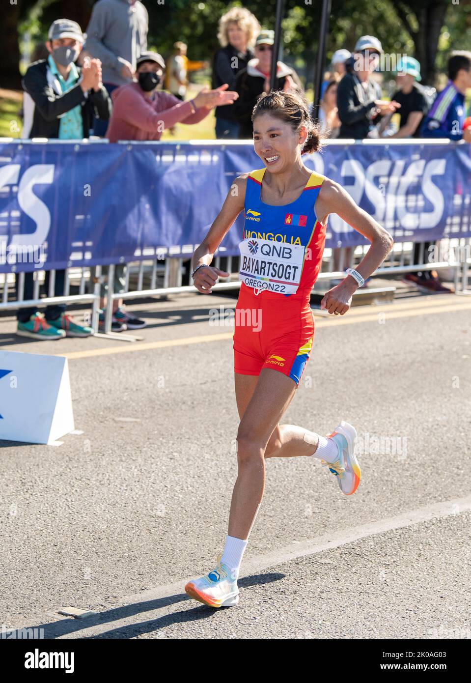 Munkhzaya Bayartsogt on Mongolia competing in the women’s marathon at