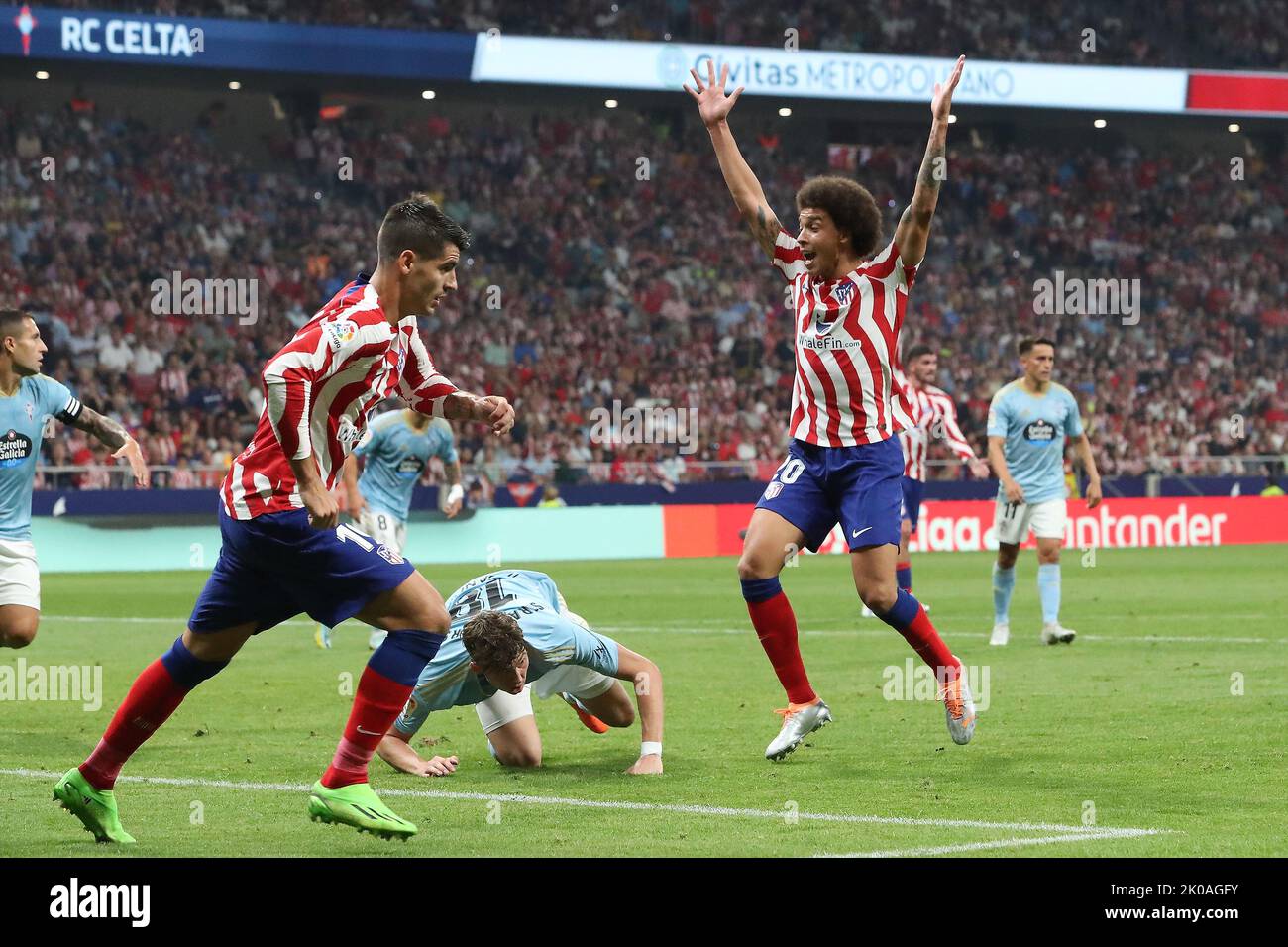 Madrid, Spain. 10th Sep, 2022. Atletico´s Witsel reacts during La Liga match day 5 between Atletico de Madrid and Celta at Civitas Metropolitano Stadium in Madrid, Spain, on September 10, 2022. Credit: Edward F. Peters/Alamy Live News Stock Photo