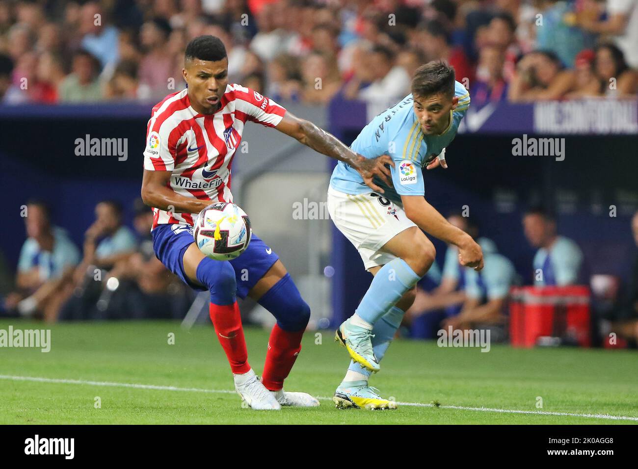 Madrid, Spain. 10th Sep, 2022. Atletico´s Reinildo in action during La Liga match day 5 between Atletico de Madrid and Celta at Civitas Metropolitano Stadium in Madrid, Spain, on September 10, 2022. Credit: Edward F. Peters/Alamy Live News Stock Photo