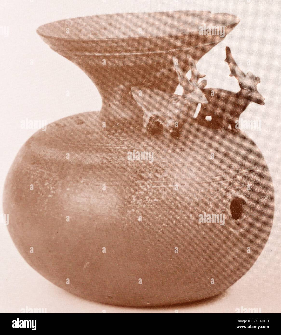 Jar with Deer from 5th6th century Three Kingdoms Period of Korea Stock Photo