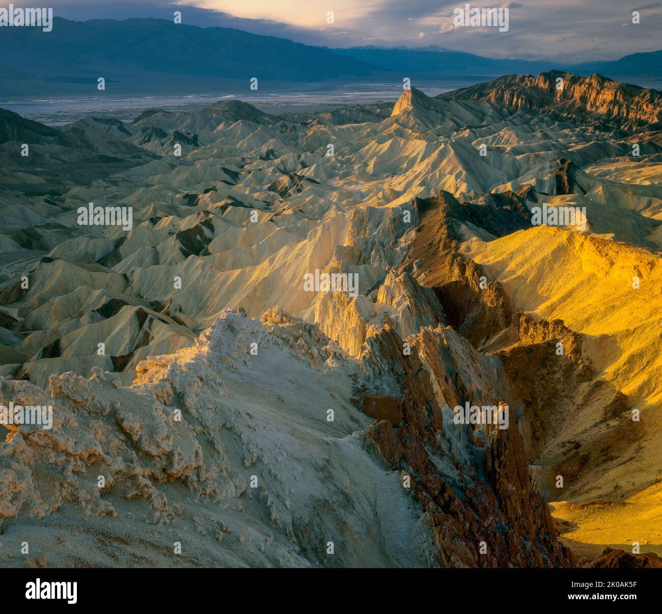 Dusk, Manly Beacon, Golden Canyon, Death Valley National Park, California Stock Photo