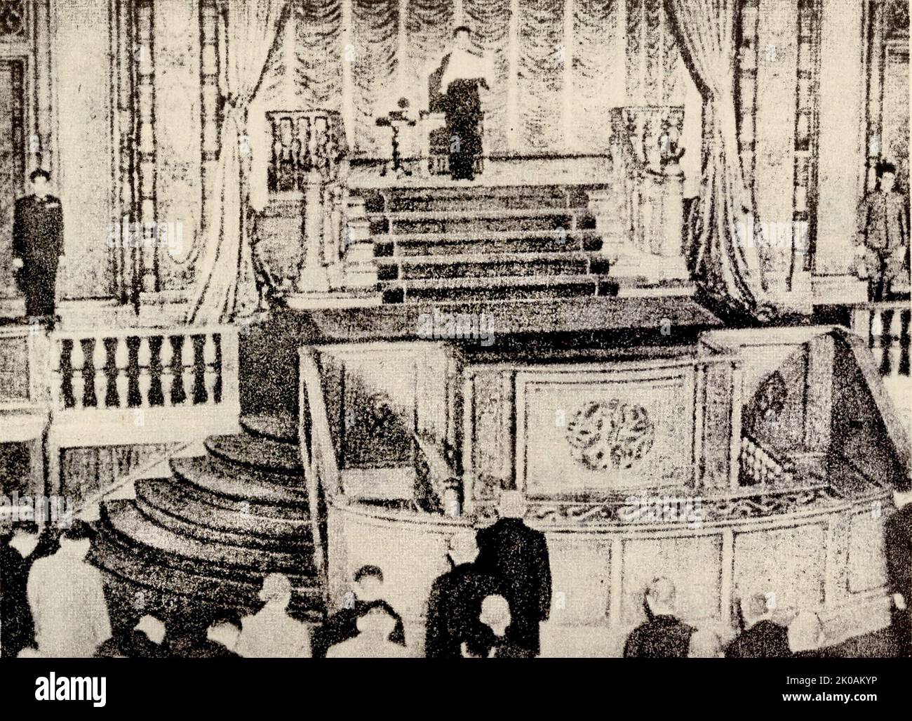 On August 14th, the Emperor of Japan announces to the parliament that