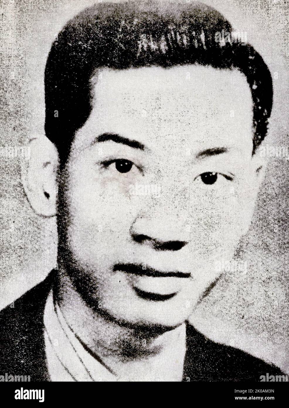 Liang Renda (1916-1947), from Zhongshan, Guangdong Province. He was a staff at Yong'an Company and participated in the 'Save domestic products, boycott American products' meeting. He was beaten to death during the fight with a spy that was trying to sabotage the meeting. Stock Photo
