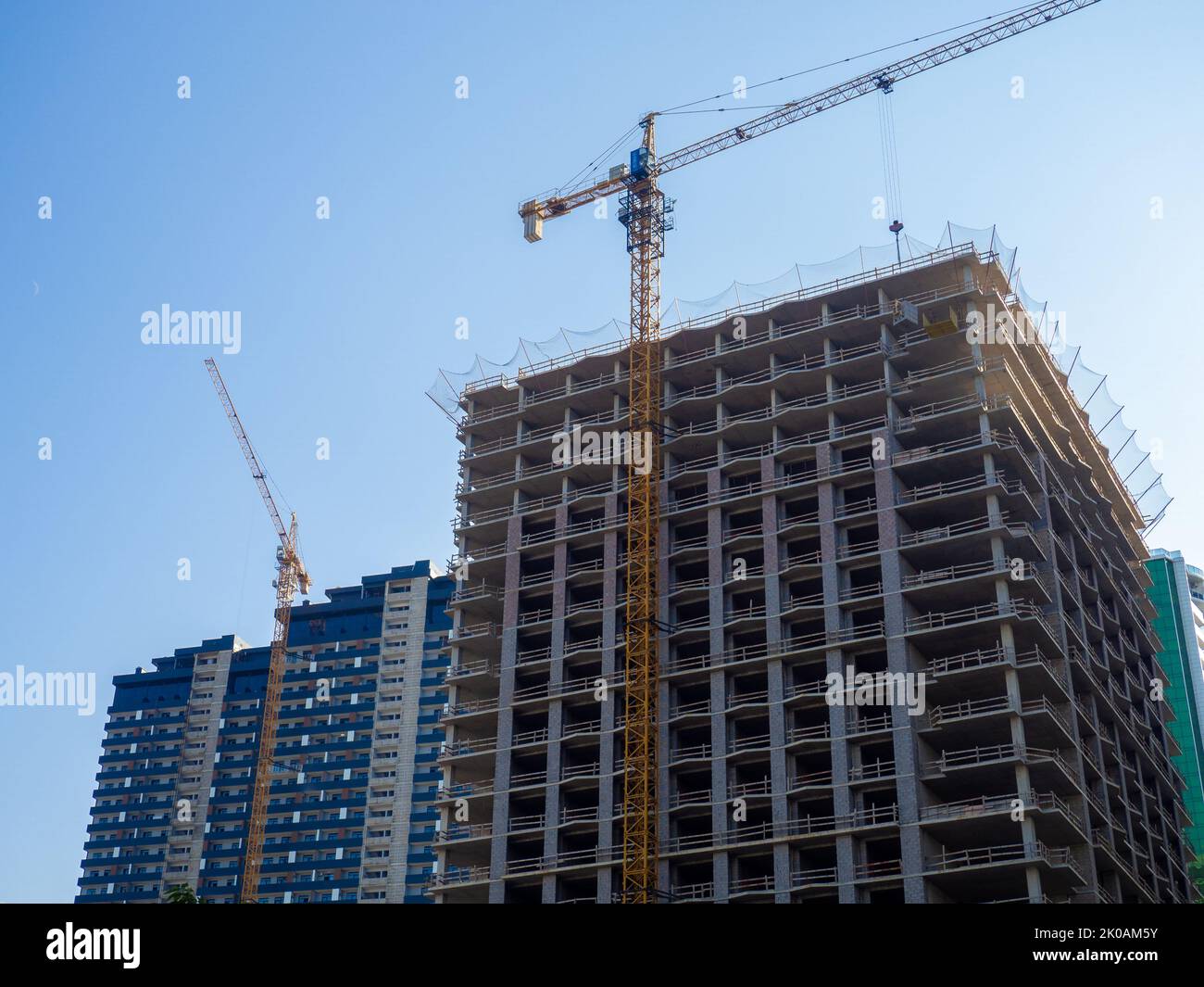 High-rise construction. Skyscraper under construction. Housing frame ...
