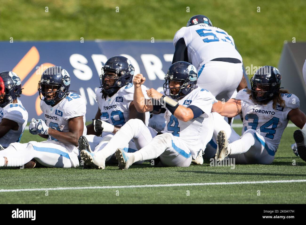 Toronto Rowing Football Ottawa, Canada. 10th Sep, 2022. Toronto Argonauts celebrate a touchdown ...