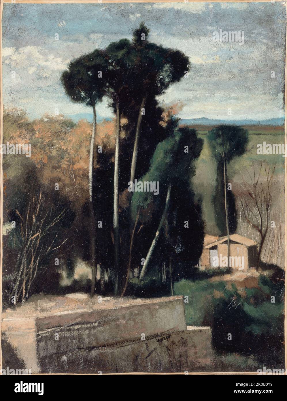 Paysage d'Italie. Pins parasols, c.1859 &#x2014; 1860. Stock Photo