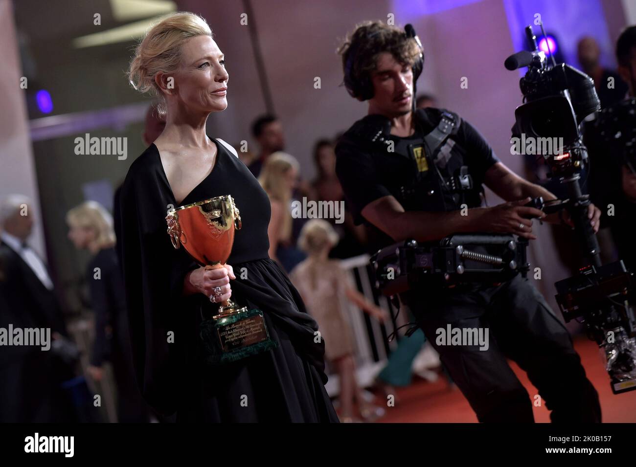 Venice, Italy. 10th Sep, 2022. Cate Blanchett poses with the Coppa Volpi for Best Actress for 'Tar' during the award winners photocall at the 79th Venice International Film Festival on September 10, 2022 in Venice, Italy. Photo by Rocco Spaziani/UPI Credit: UPI/Alamy Live News Stock Photo