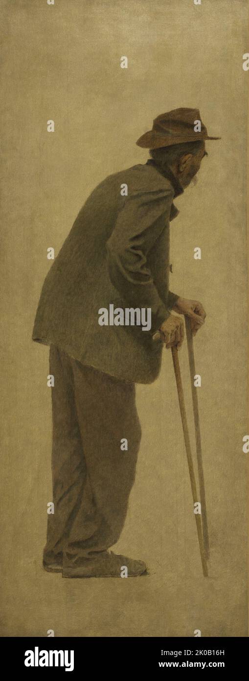 La Bouch&#xe9;e de pain : vieil homme s'appuyant sur des cannes, c.1904. Stock Photo
