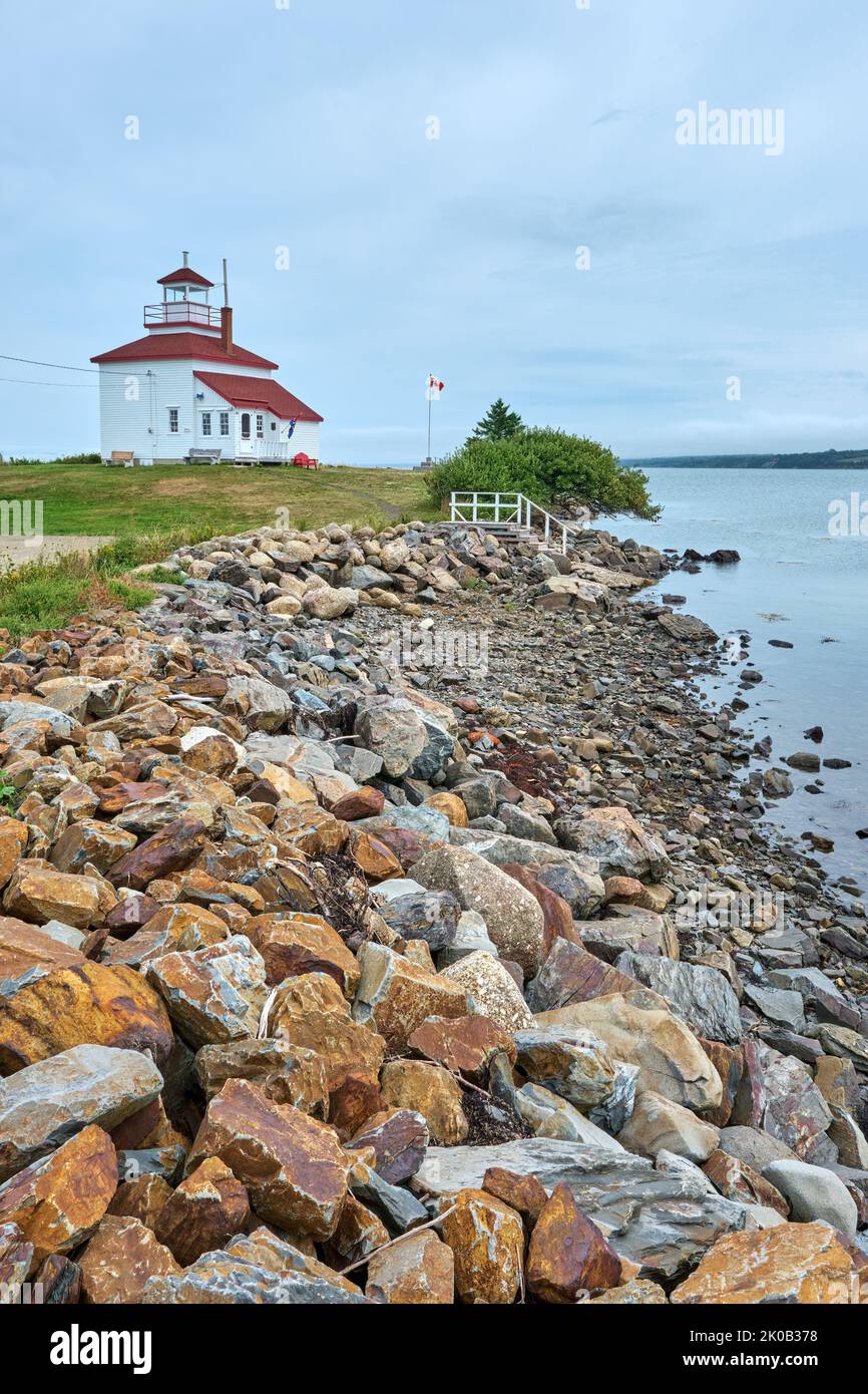 Gilbert's Cove Lighthouse was built in 1904 and is situated on Gilbert's Point on the east side of St. Mary's Bay. Stock Photo