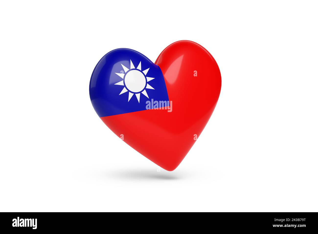 Heart with the colors of flag of Republic of China isolated on white background. 3d illustration. Stock Photo