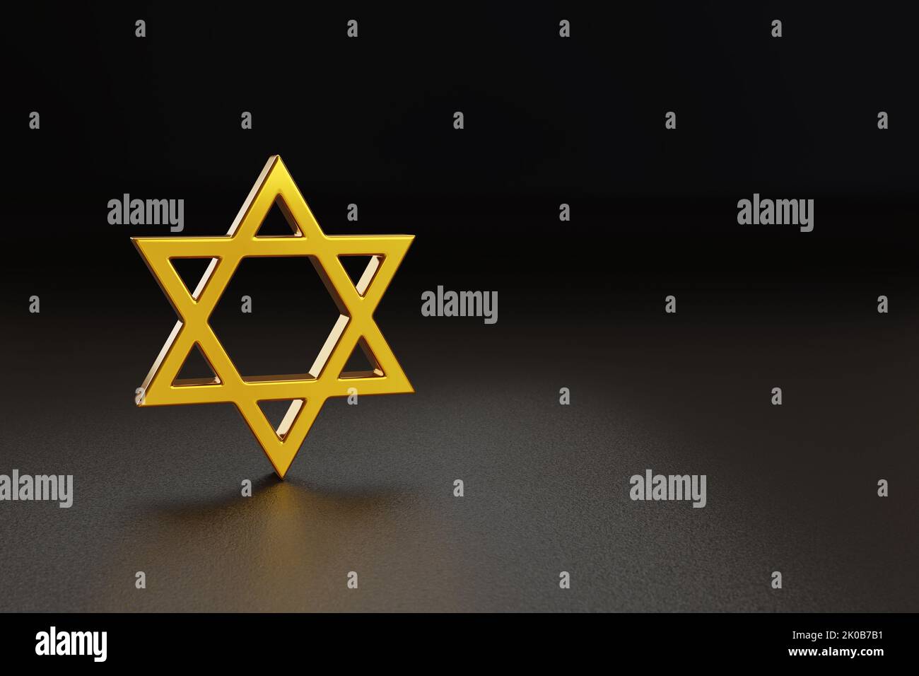 Star of David on dark background with copy space. 3d illustration. Stock Photo