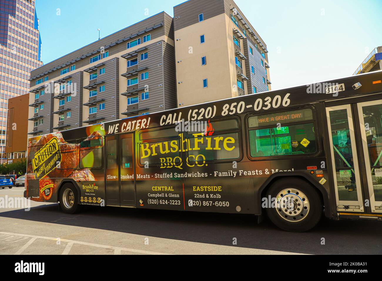 bus ,Buldings, Urban transport, city truck in Downtown Tucson, Arizona
