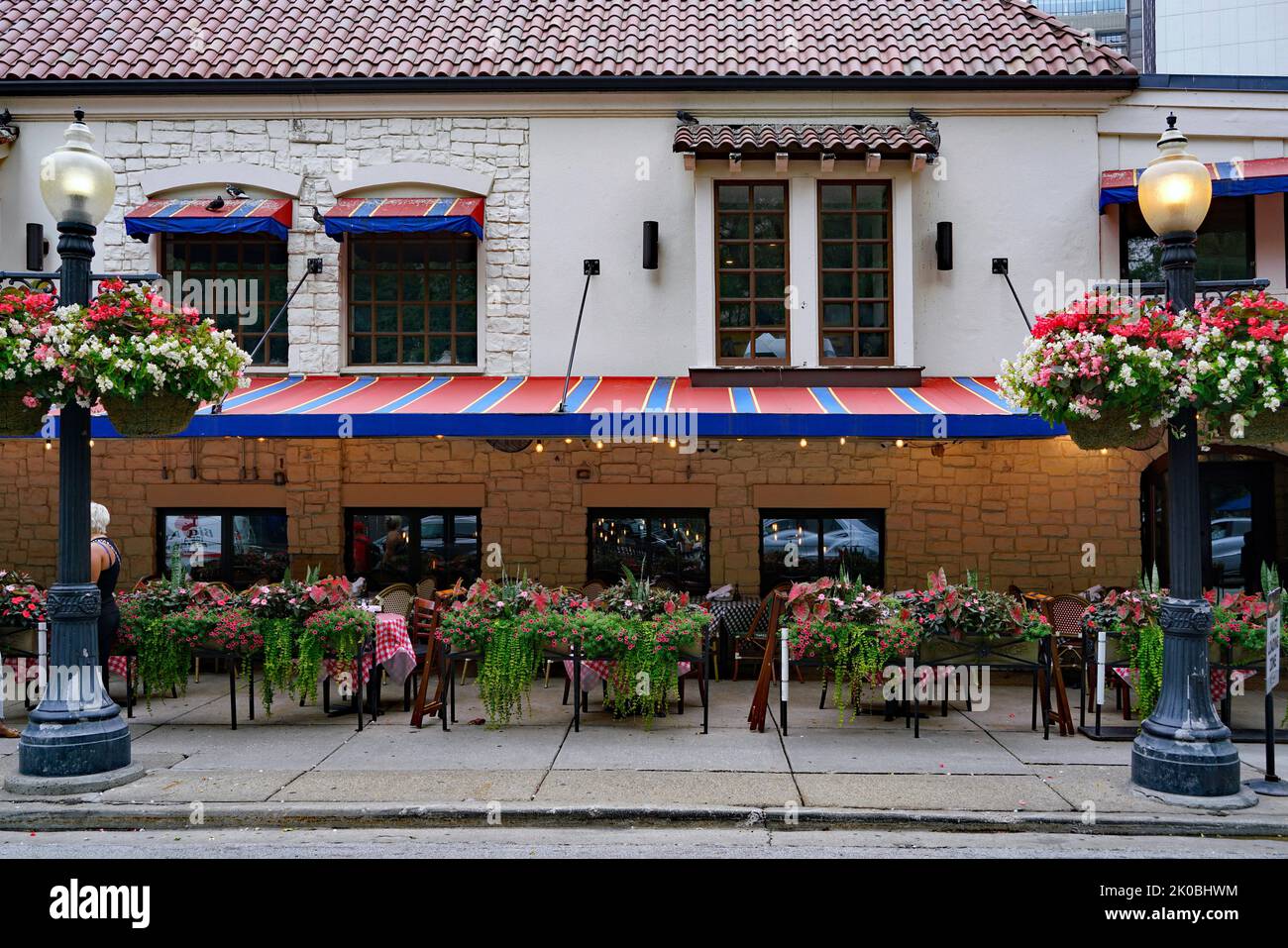 Chicago, USA August 2022 Outdoor dining in the Rush Street district