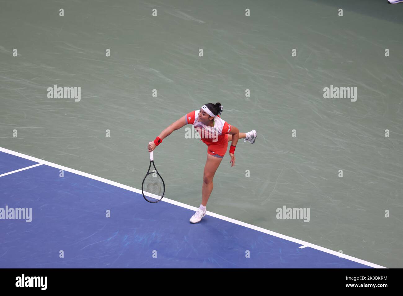 New York, USA. 10th Sep, 2022. NEW YORK, NY - September 10: Ons Jabeur of Tunisia during women's final against Iga Swiatek of Poland at USTA Billie Jean King National Tennis Center on September 10, 2022 in New York City. ( Credit: Adam Stoltman/Alamy Live News Credit: Adam Stoltman/Alamy Live News Stock Photo