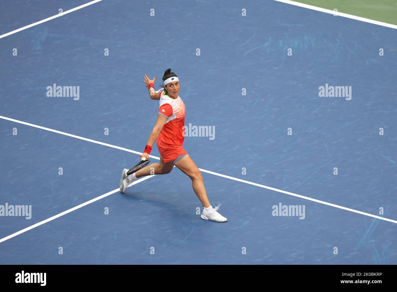 New York, USA. 10th Sep, 2022. NEW YORK, NY - September 10: Ons Jabeur of Tunisia during women's final against Iga Swiatek of Poland at USTA Billie Jean King National Tennis Center on September 10, 2022 in New York City. ( Credit: Adam Stoltman/Alamy Live News Credit: Adam Stoltman/Alamy Live News Stock Photo