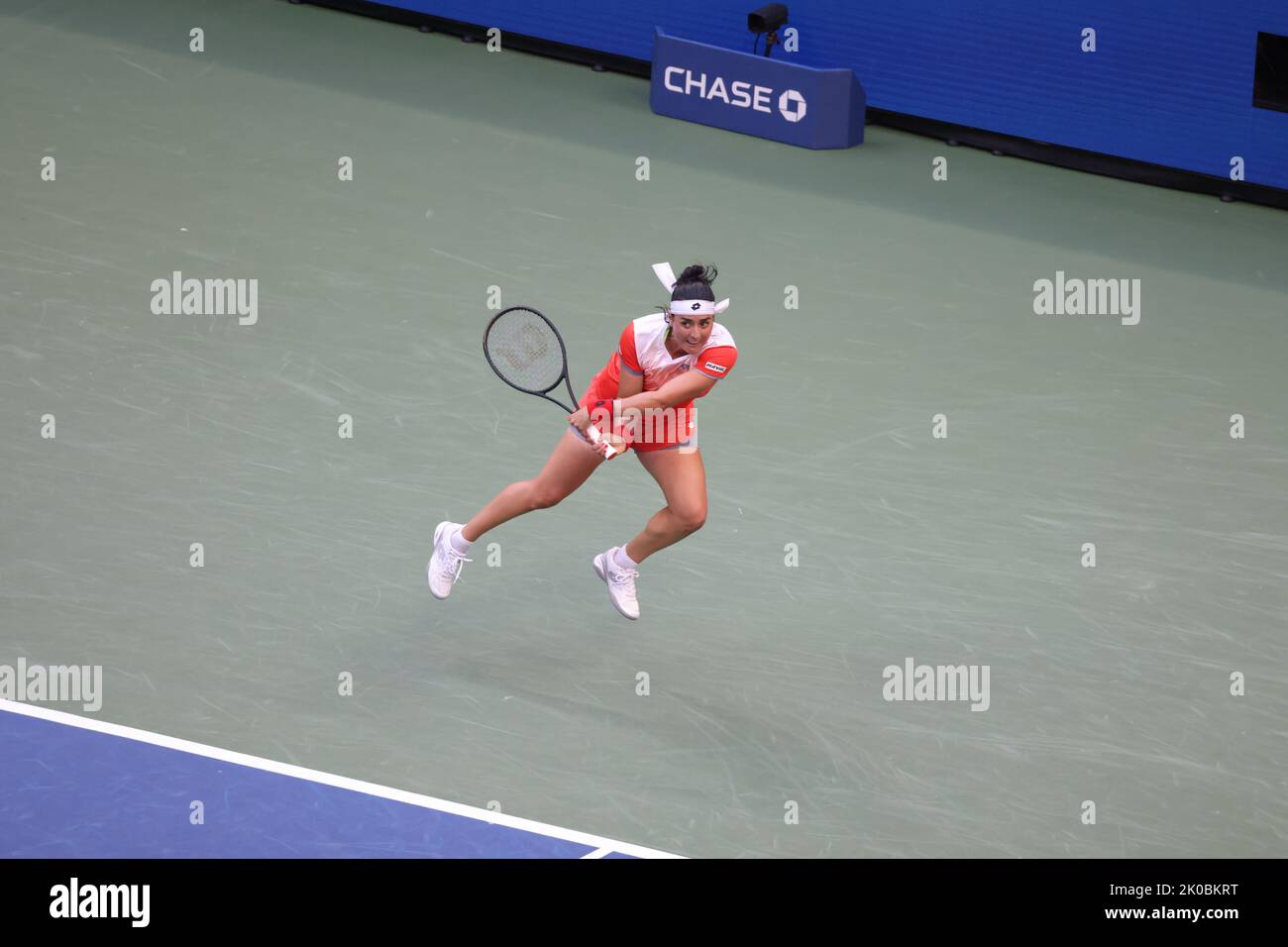 New York, USA. 10th Sep, 2022. NEW YORK, NY - September 10: Ons Jabeur of Tunisia during women's final against Iga Swiatek of Poland at USTA Billie Jean King National Tennis Center on September 10, 2022 in New York City. ( Credit: Adam Stoltman/Alamy Live News Credit: Adam Stoltman/Alamy Live News Stock Photo