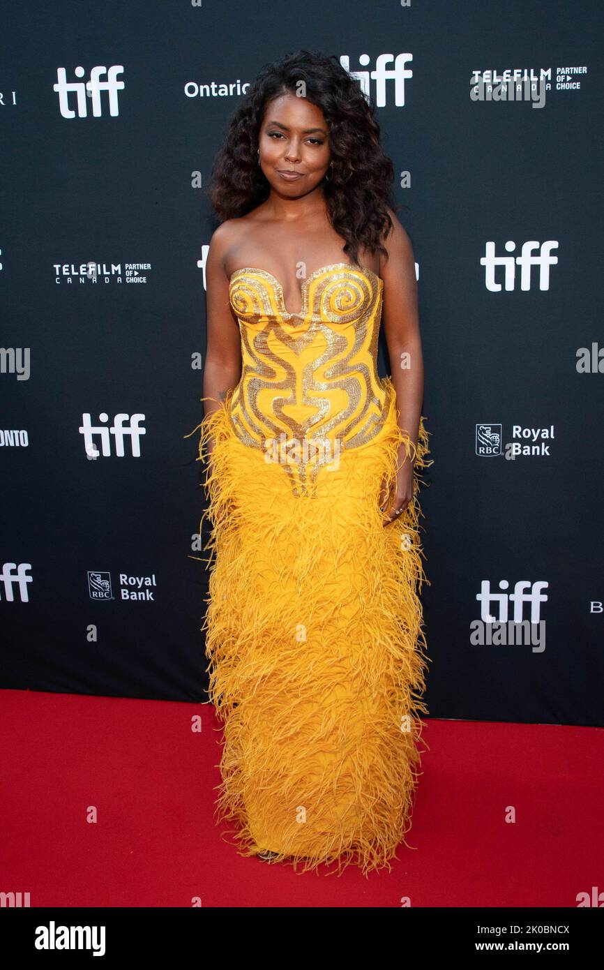 Adrienne Warren attends the premiere of "The Woman King" at Roy Thomson ...