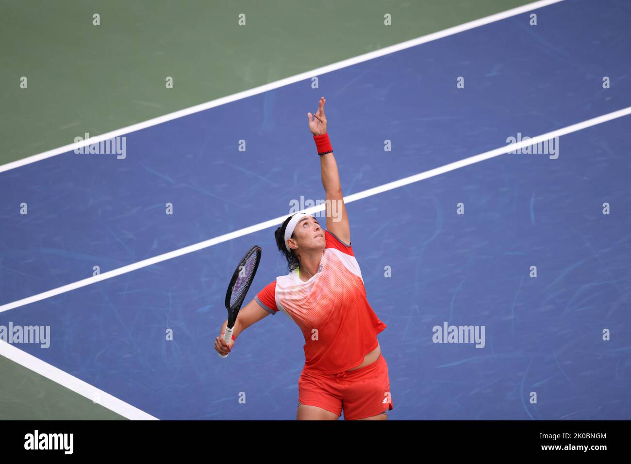 New York, USA. 10th Sep, 2022. NEW YORK, NY - September 10: Ons Jabeur of Tunisia during women's final against Iga Swiatek of Poland at USTA Billie Jean King National Tennis Center on September 10, 2022 in New York City. ( Credit: Adam Stoltman/Alamy Live News Credit: Adam Stoltman/Alamy Live News Stock Photo