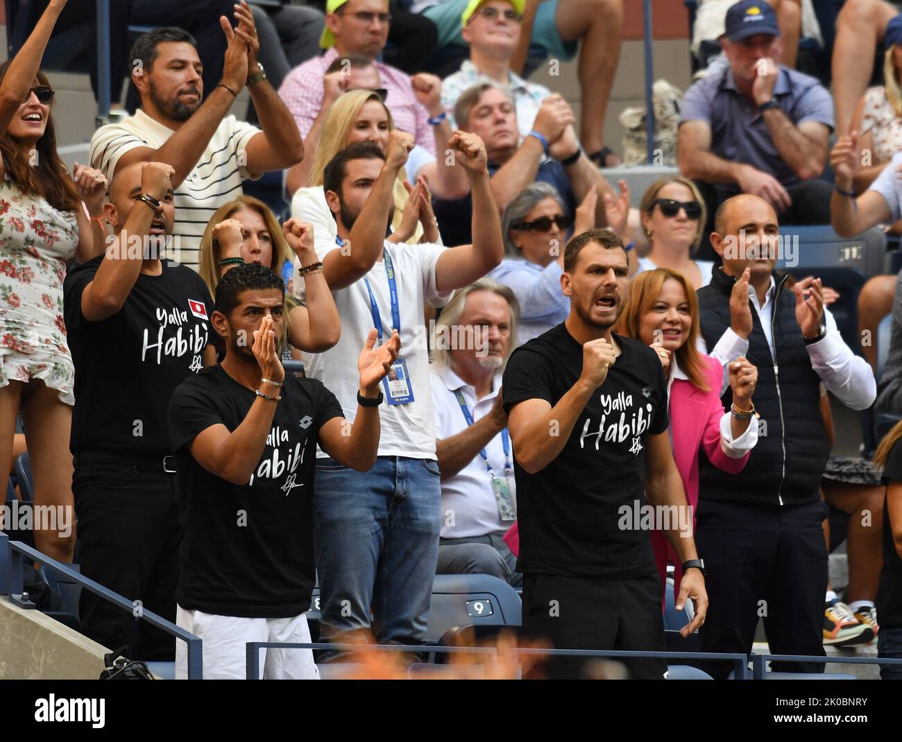 New York, USA. 10th Sep, 2022. New York Flushing Meadows US Open Day 13 10/09/2022 “Team Jabeur”try to encourage their player but Ons Jabeur (TUN) loses in ladies singles final Credit: Roger Parker/Alamy Live News Stock Photo